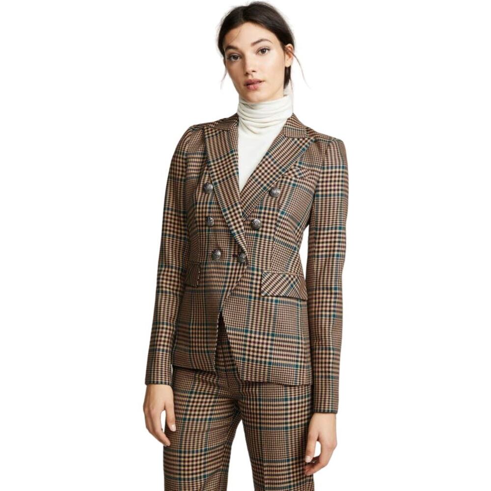 Veronica Beard Miller Wool Blend Prince Of Wales Blazer Suit Set Petrol